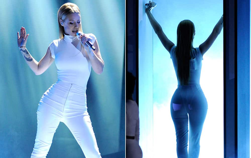 Iggy Azalea performs on stage at the People's Choice Awards at the Nokia Theatre.