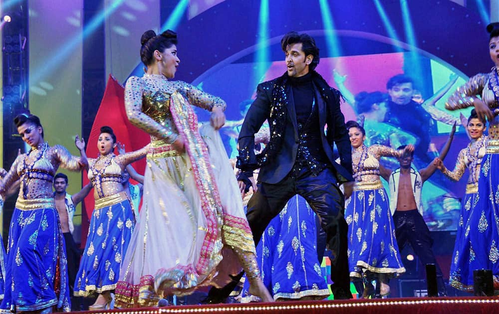 Bollywood star Hritik Roshan performs at Saifai Mahotsav in Etawah district.