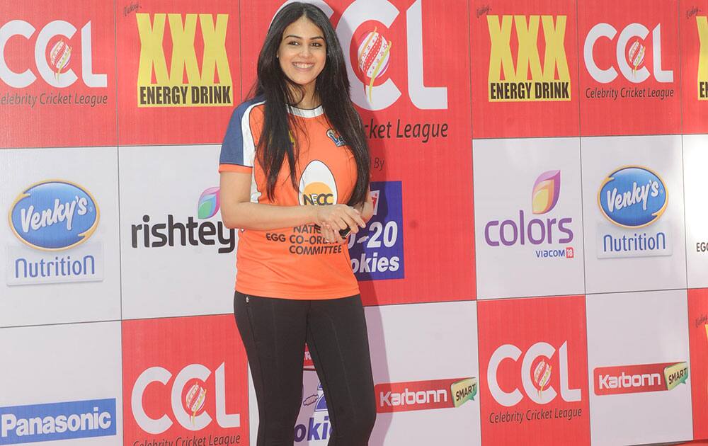 Genelia Dsouza during the red carpet of Celebrity Cricket League at Brabourne Stadium in Mumbai. -dna