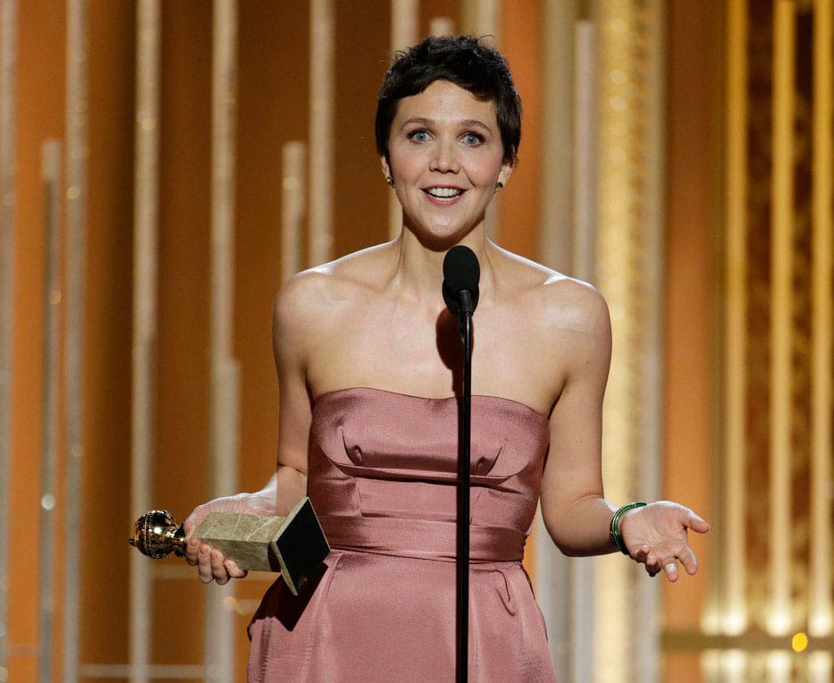 Maggie Gyllenhaal accepts the award for best actress in a mini-series or TV movie for her role in 