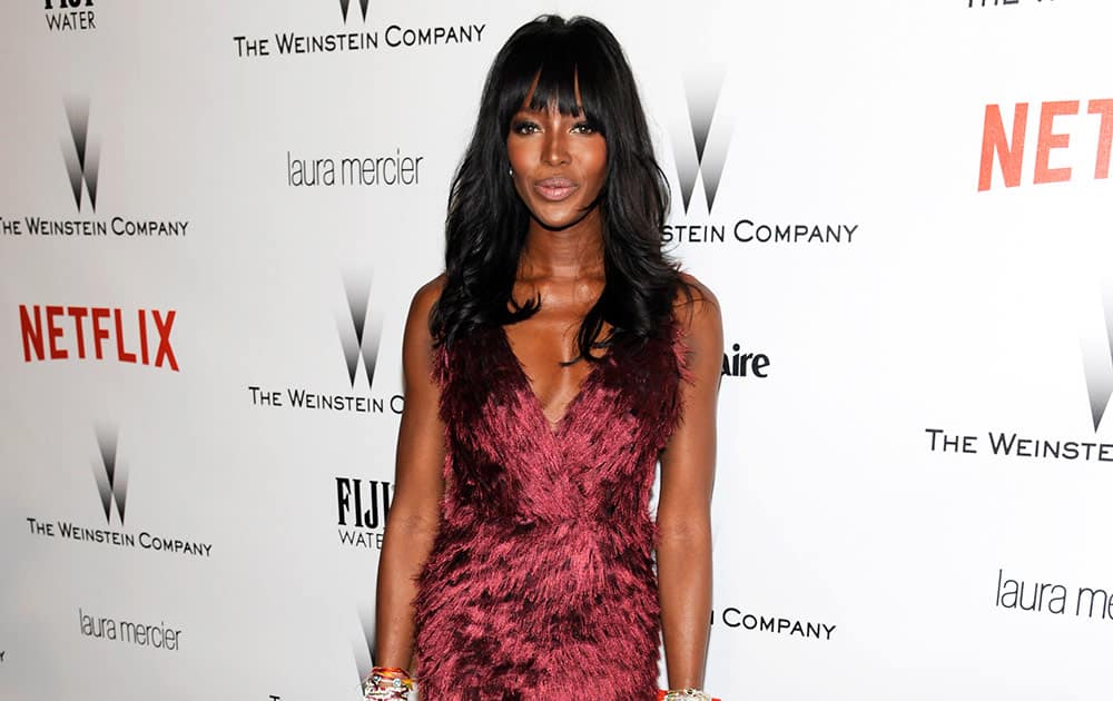 Naomi Campbell arrives at The Weinstein Company and Netflix Golden Globes afterparty at the Beverly Hilton Hotel.