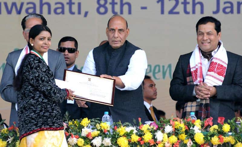 BJP Rajnath Singh presents National Youth Award, during 19th National Youth Festival.