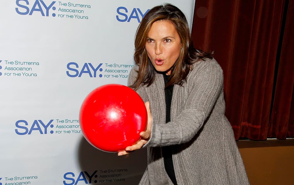 Mariska Hargitay participates in the 3rd Annual All-Star Bowling Benefit for The Stuttering Association for the Young (SAY) at Lucky Strike Lanes in New York.