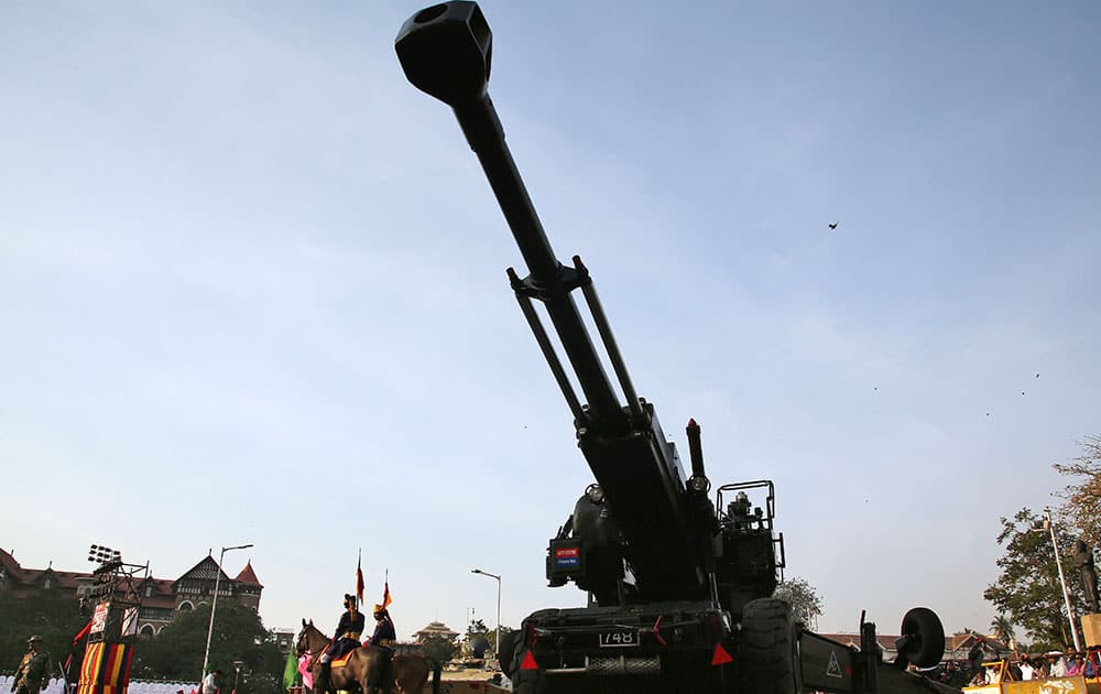 A bofor gun is on display ahead of the Army Day in Mumbai, India. The Army Day is celebrated on Jan. 15 every year in India. 