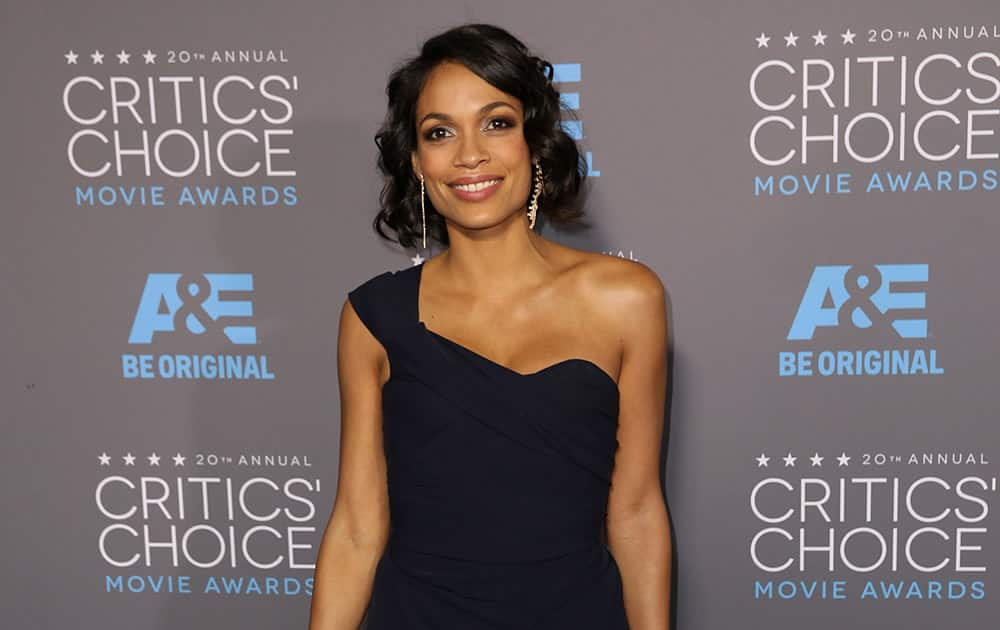 Rosario Dawson arrives at the 20th annual Critics' Choice Movie Awards at the Hollywood Palladium, in Los Angeles.