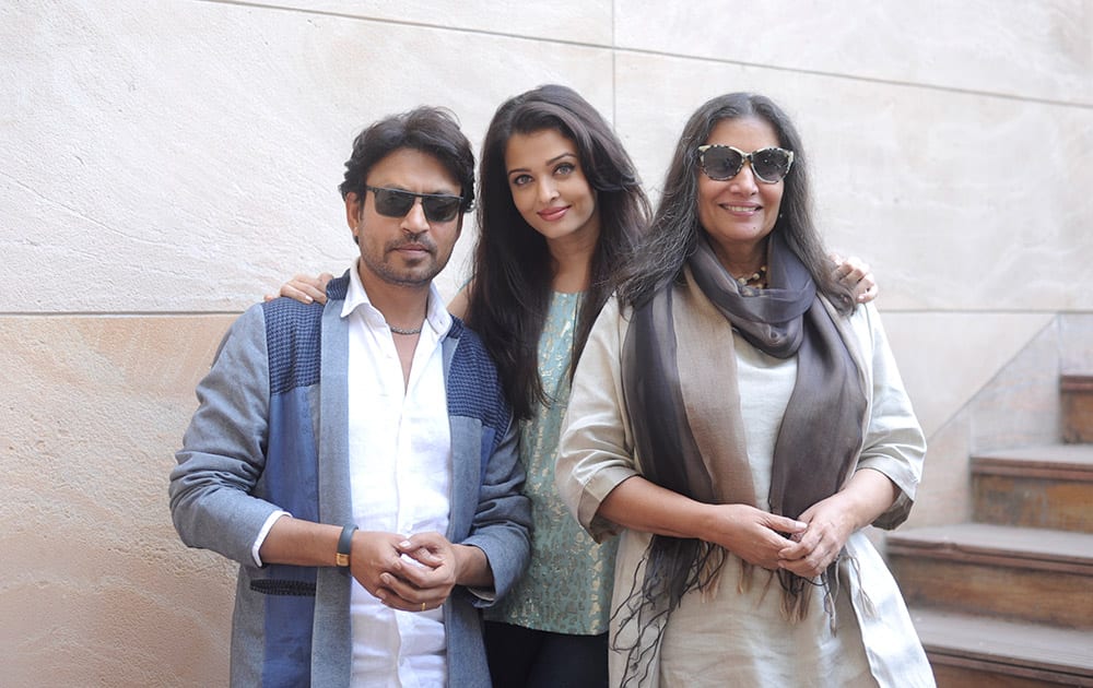 Irrfan Khan, Aishwarya Rai Bachchan and Shabana Azmi during the script reading session of the film & 'Jazbaa' in Mumbai. dna