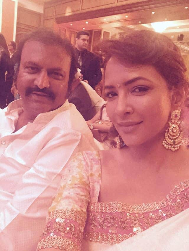 Nana  and me at Kush's wedding. So cozy and simple loved the rituals. @sonakshisinha @themohanbabu - twitter @sonakshisinha