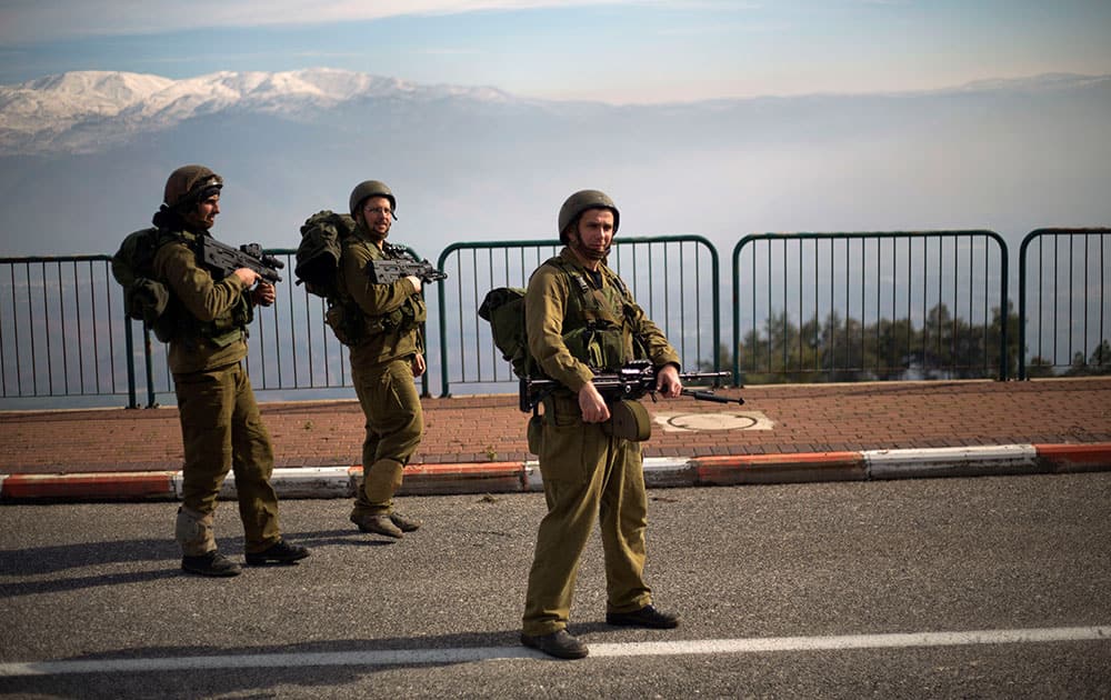 Israeli reserve soldiers patrol near the Israel-Lebanon border, northern Israel.