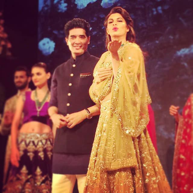 Jacqueline Fernandez :- Back on the ramp with my #bollywood #crush #manishmalhotra thanks for my first show for the year!! #showstopper #hyderabad @shaanmu you're fired!! -instagram