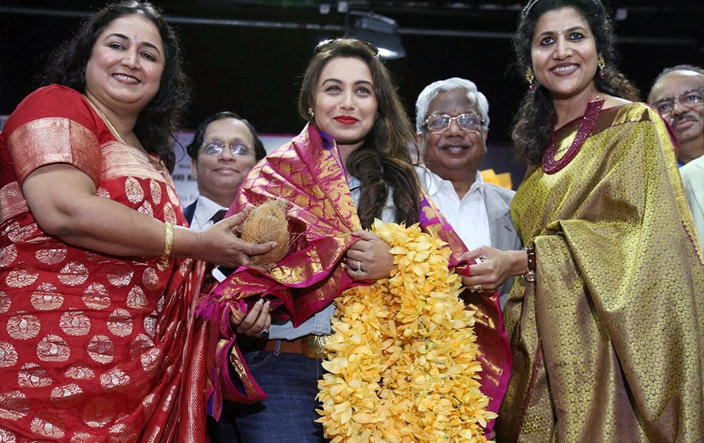 Rani Mukherjee at a felicitation ceremony for stupendous contribution to the film industry, at Mumbai University in Mumbai`.