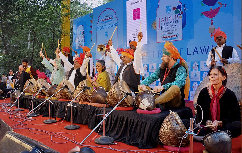 Rajasthani artists during the inauguration of Zee Jaipur Literature Festival at Diggi Palace.