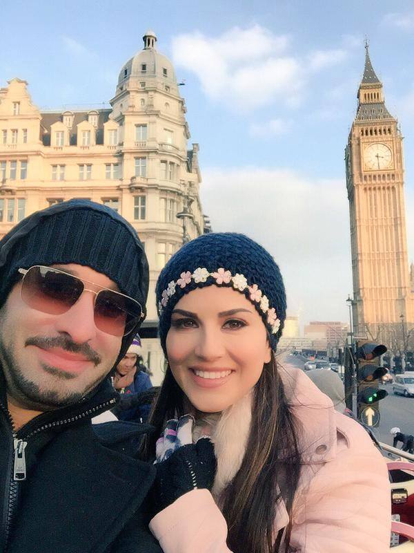 Big Ben with @DanielWeber99 shooting for Leela!! - twitter@SunnyLeone