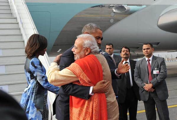 PM NARENDRA MODI WELCOMES BARACK OBAMA -TWITTER@PIB INDIA