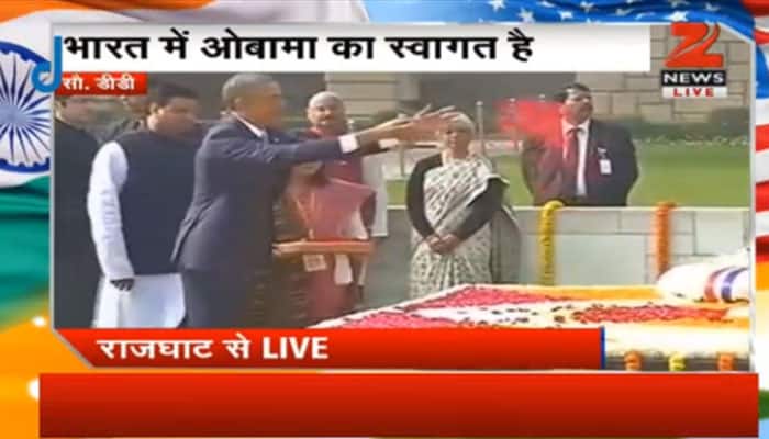 President Barack Obama pays tribute to Mahatma Gandhi at Rajghat 