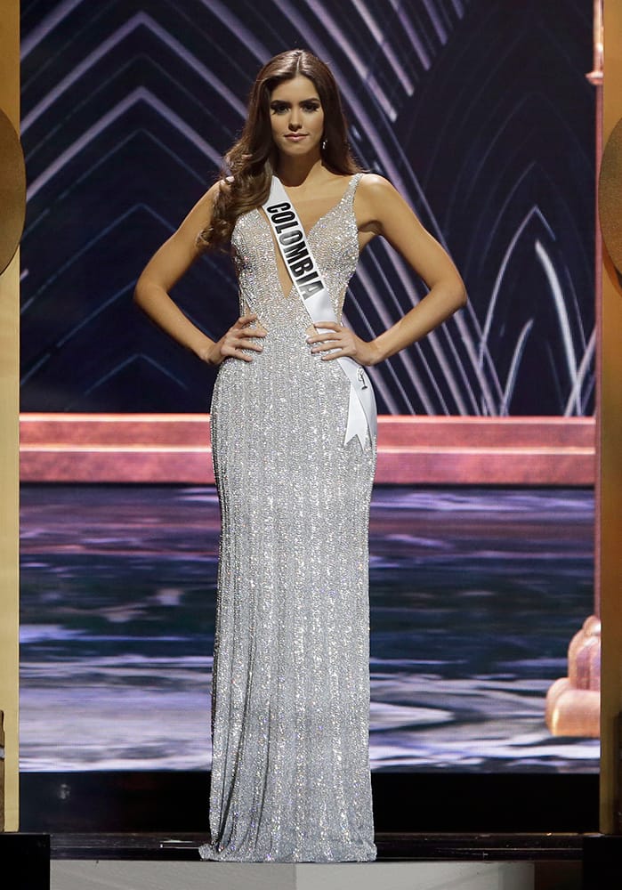 Miss Colombia Paulina Vega poses during the Miss Universe pageant in Miami.