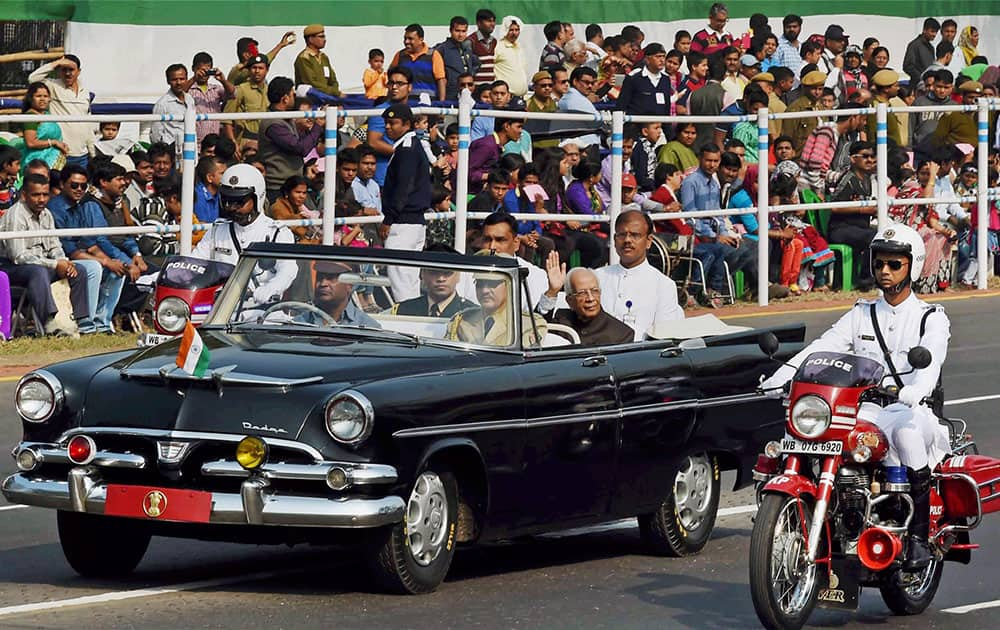 West Bengal Governor Keshari Nath Tripathi arrives at Republic Day Parade in Kolkata on Monday.