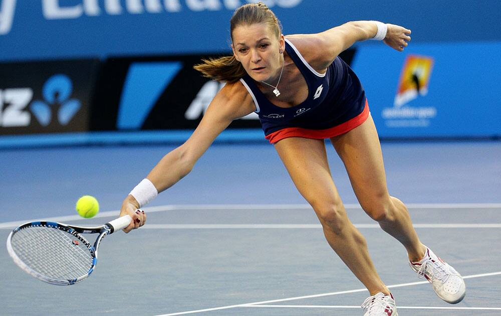 Agnieszka Radwanska of Poland reaches for a shot to Venus Williams of the U.S. during their fourth round match at the Australian Open tennis championship in Melbourne, Australia, Monday.