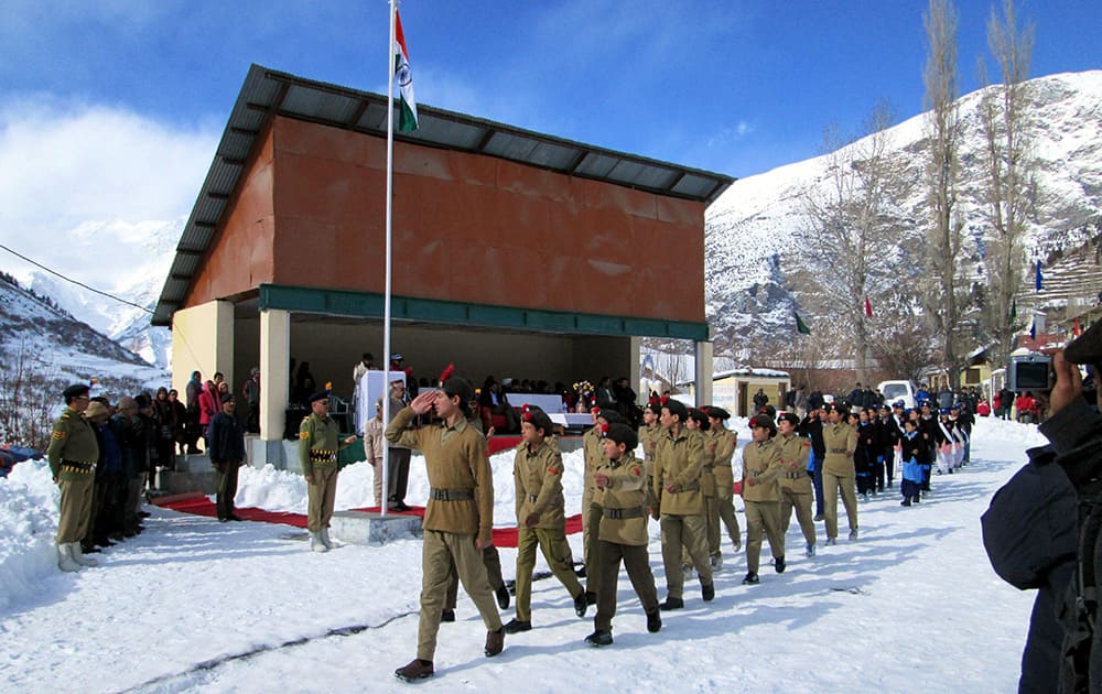 NCC Cadets particpate in the 66th Republic Day Parade at Keylong.