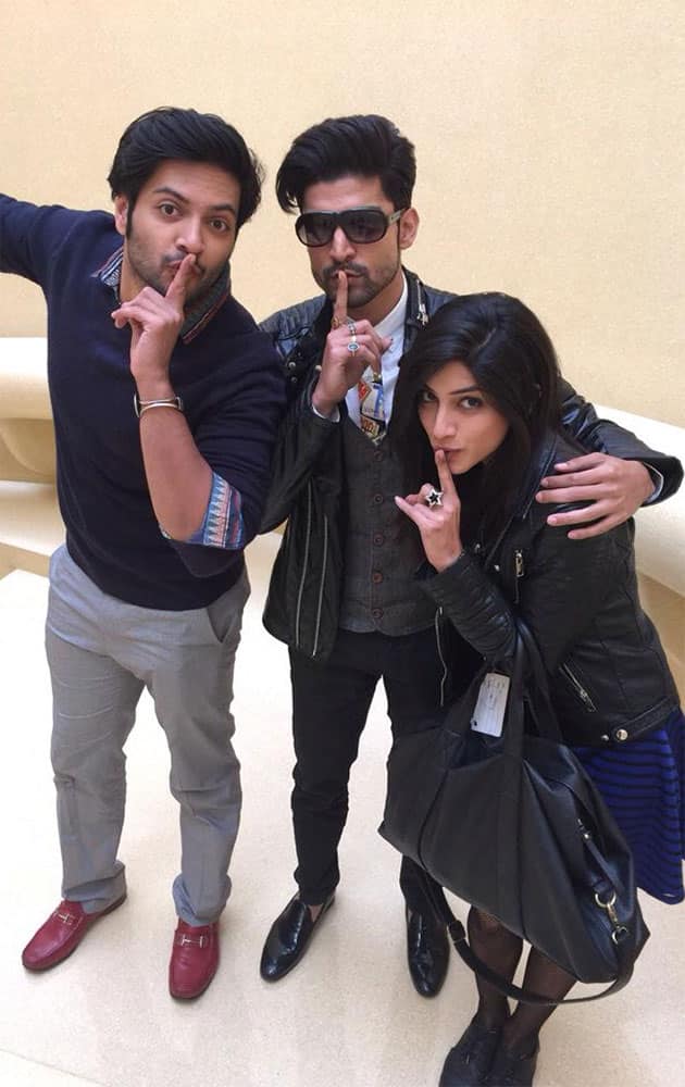 The awesome threesome strike it up during the #Khamoshiyan promotions @ Delhi.@gurruchoudhary @alifazal9 @SapnaPabbi - twitter