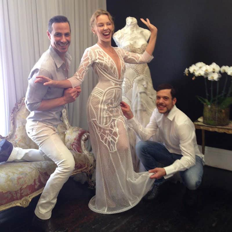 kylie minogue :- This was my final fitting with @JAtonCouture before the event the other night. -twitter