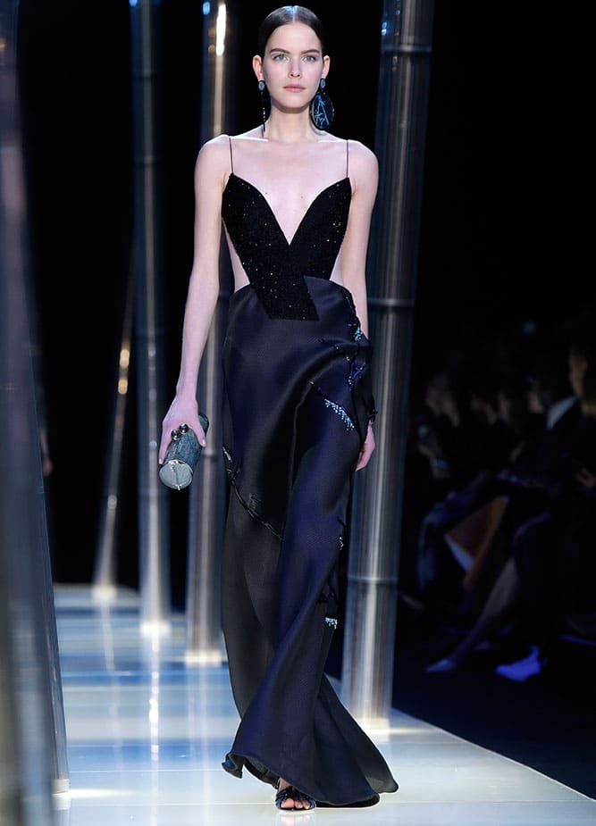 A model wears a creation as part of Armani' Spring-Summer 2015 Haute Couture fashion collection, presented in Paris.