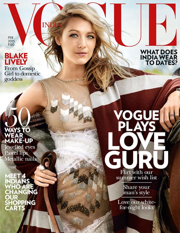 VOGUE India ‏:- @gossipgirl to domestic goddess: this #February, we're all about @blakelively. Digital copy: http://bit.ly/19bcIli  pic.twitter