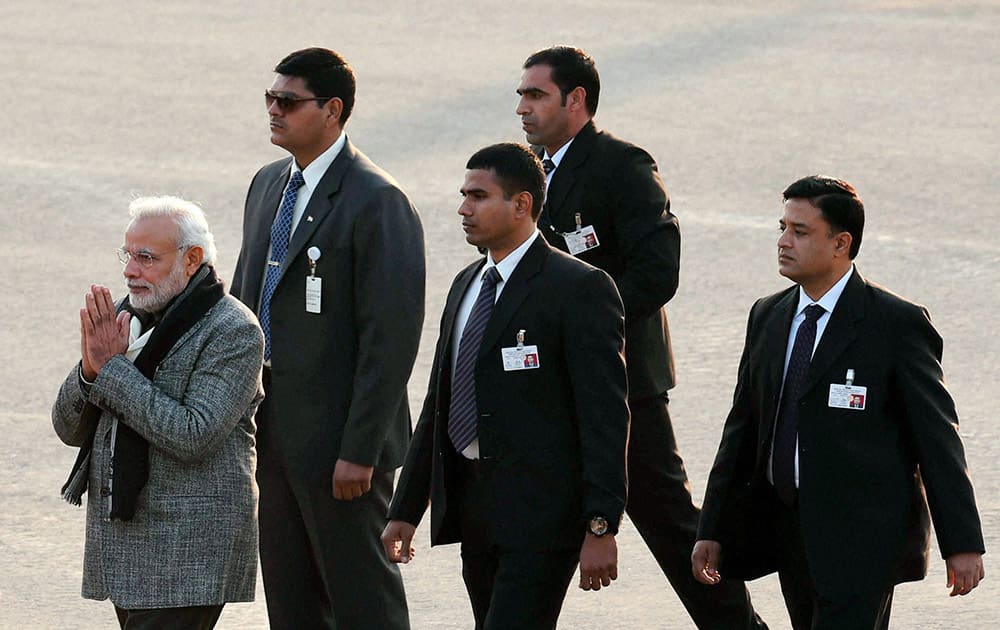 Prime Minister Narendra Modi at the Beating Retreat ceremony at Vijay Chowk in New Delhi.