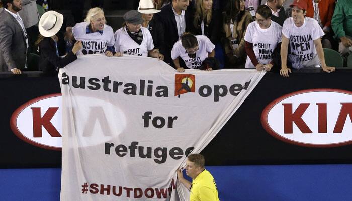 Refugee protest at Australian Open final