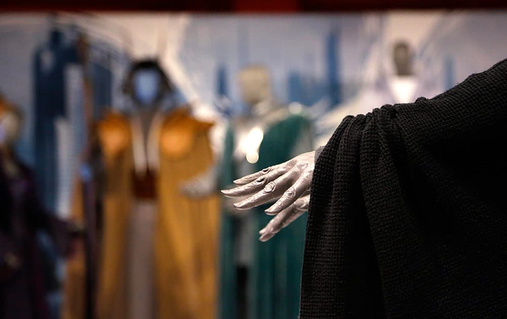 Sith robes are displayed as part of an exhibit on the costumes of Star Wars at Seattle’s EMP Museum.