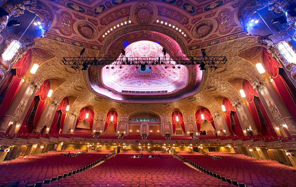 The restored Kings Theater, in the Brooklyn borough of New York, is readied to for its reopening. The theater that was one of the 