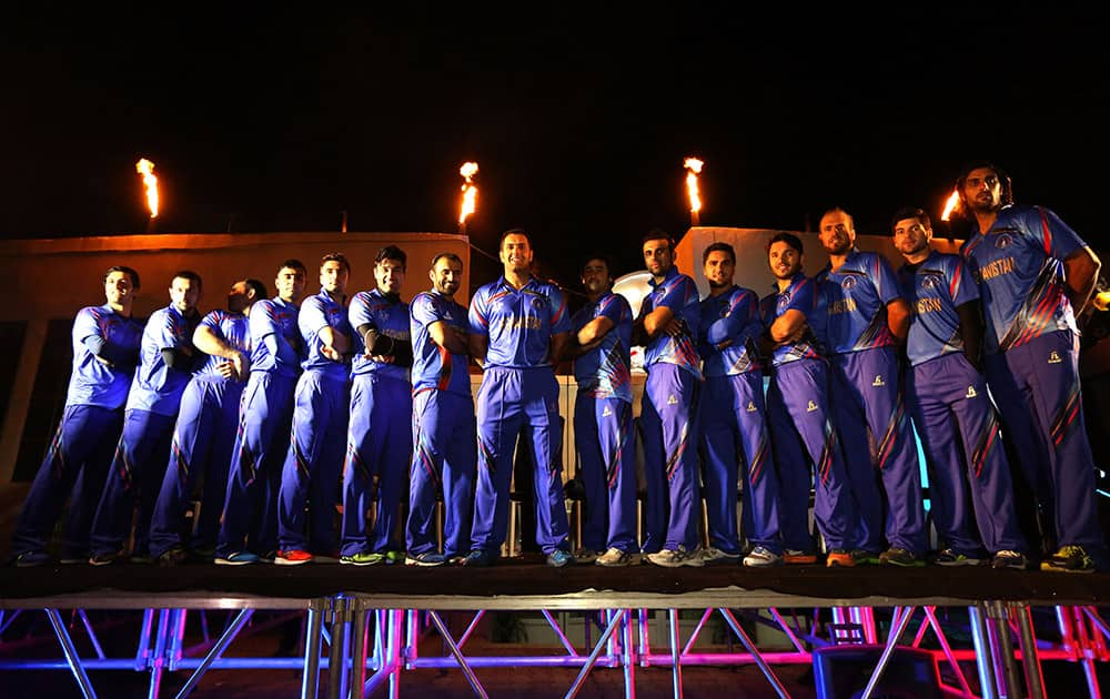 Afghan cricket players attend a farewell ceremony at Kabul cricket academy, in Kabul, Afghanistan.