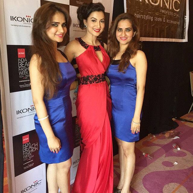 Wid d fabulous designer duo riddhi-siddhi fr #mapxencars.. #indiabeachfashionweek #showstopper #goalove - instagram @gauaharkhan