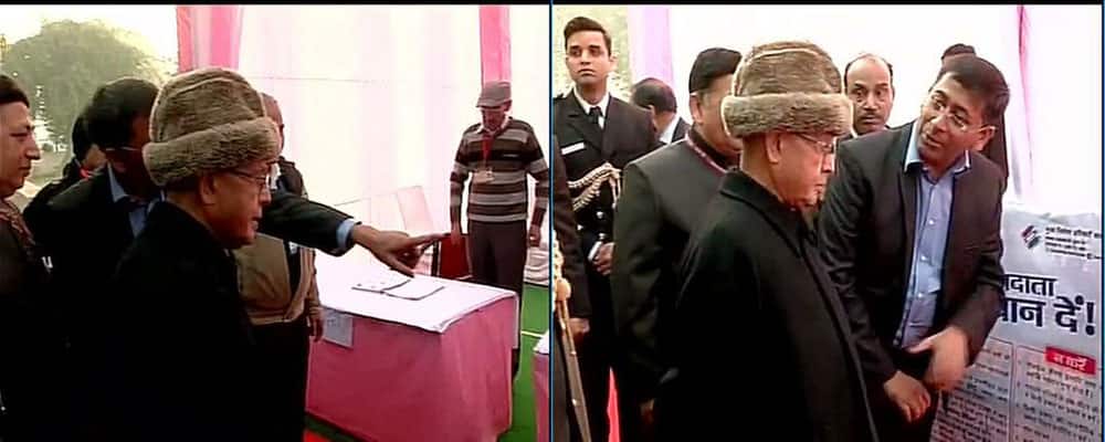 President Pranab Mukherjee visits polling booth at the President's Estate #DelhiVotes  -twitter
