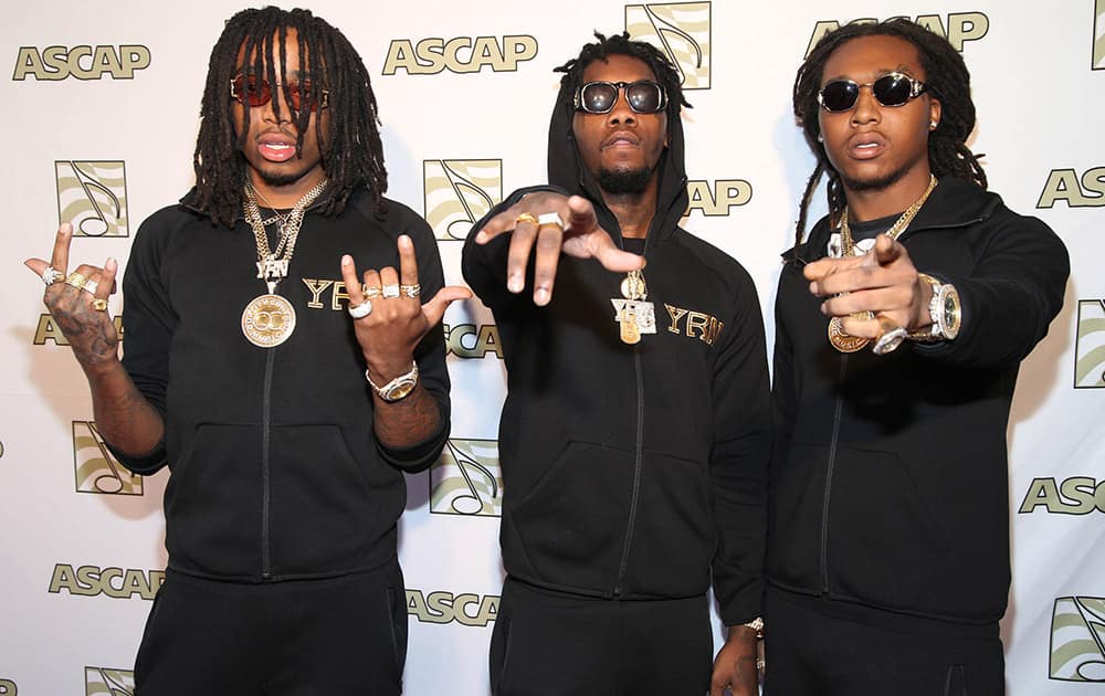 Music group Migos attend the ASCAP Presents The 2015 Grammy Nominees Brunch at the SLS Hotel Beverly Hills in Beverly Hills, Calif.