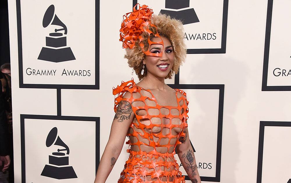 Joy Villa arrives at the 57th annual Grammy Awards.