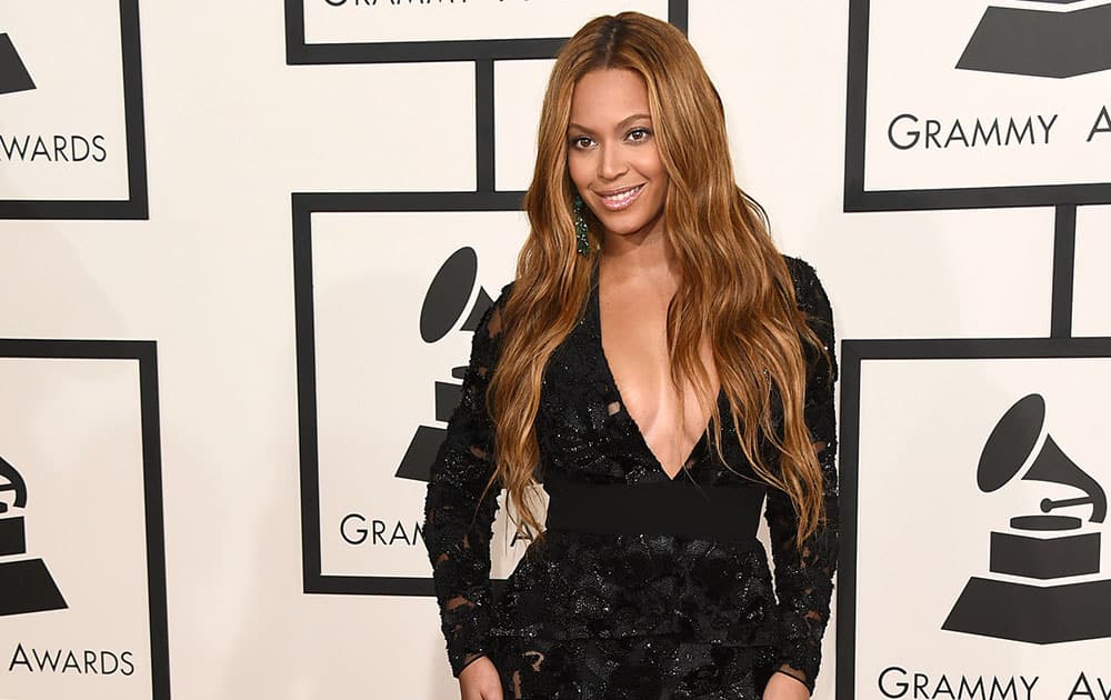 Beyonce arrives at the 57th annual Grammy Awards.