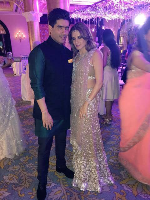 Manish Malhotra :- Hinduja wedding celebrations begin :-) here with the Beautiful Bride to be ANU :-) in my Beige and silver outfit. -twitter