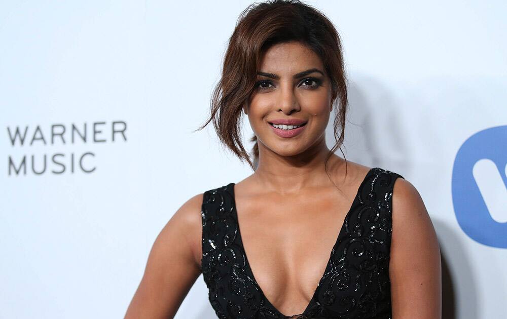 Priyanka Chopra attends The 57th Annual Grammy Awards Warner Music Group Grammy Celebration at the Chateau Marmont in West Hollywood, Calif. 