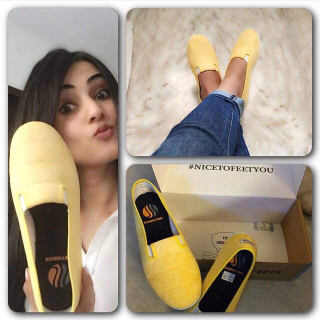 SONAL CHAUHAN :- Wowww!!! My new shoes smell like bubblegum. Thank u @scentraofficial for this lovely gift. For… -instagram