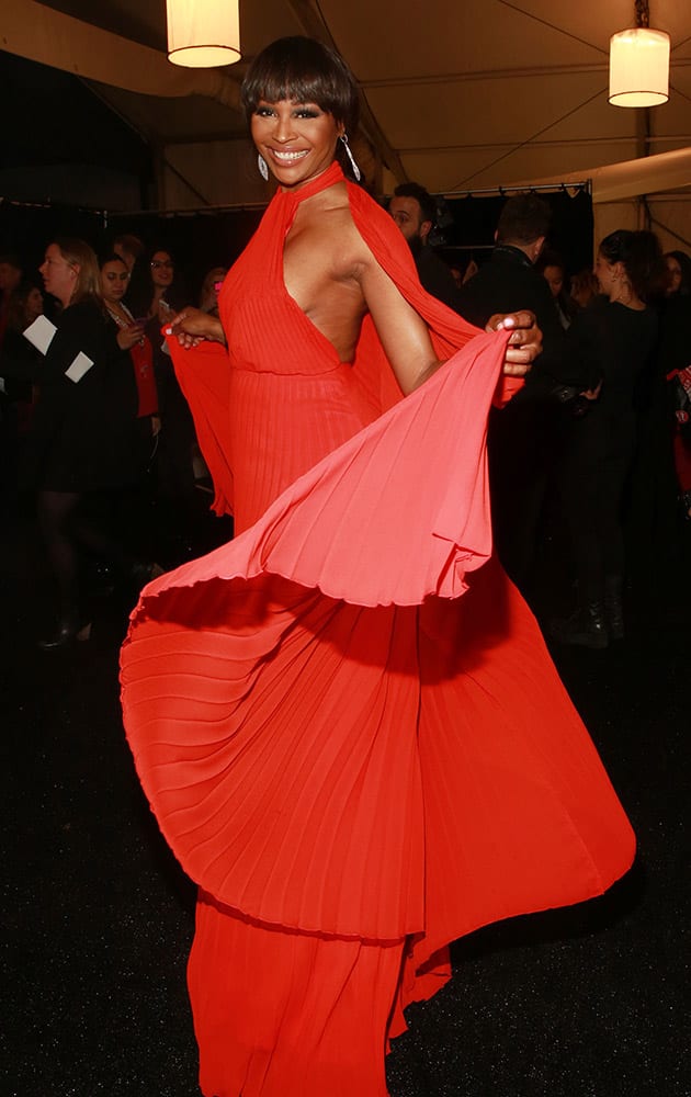 Cynthia Bailey poses backstage at the Go Red For Women Red Dress Collection 2015 presented by Macy's during Mercedes-Benz Fashion Week Fall 2015 at Lincoln Center.