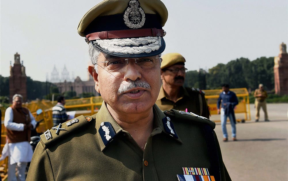 Delhi Police Commissioner BS Bassi after meeting with Prime Minister Narendra Modi at South block in New Delhi.