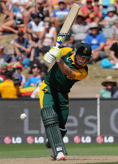 South Africa's David Miller plays a shot against Zimbabwe during their Cricket World Cup pool B match at Hamilton, New Zealand.