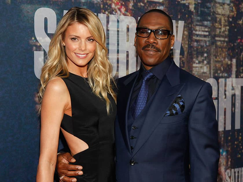 Paige Butcher and Eddie Murphy attend the SNL 40th Anniversary Special at Rockefeller Plaza, in New York