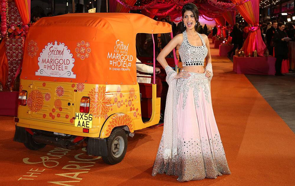 Actress Tina Desai arrives for the World Premiere of The Second Best Exotic Marigold Hotel at a central London cinema in Leicester Square.