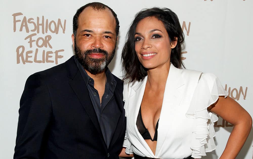 Jeffrey Wright and Rosario Dawson attend Naomi Campbell's Fashion For Relief during Mercedes-Benz Fashion Week Fall 2015.