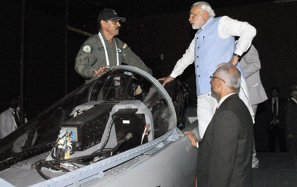 Prime Minister Narendra Modi during the Aero India 2015 event at Yelhanka Air Base in Bengaluru.