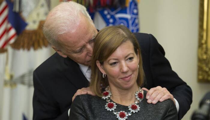 Up close and personal: &#039;Biden being Biden&#039; cosies up to Ashton Carter&#039;s wife!