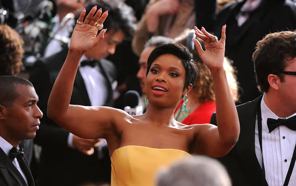 Jennifer Hudson arrives at the Oscars, at the Dolby Theatre in Los Angeles. 