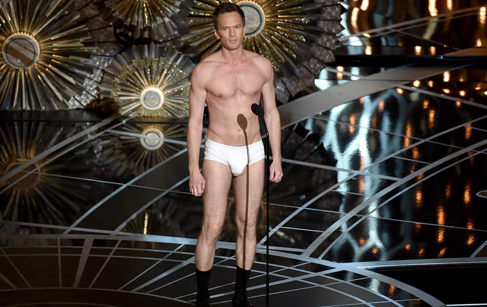 Host Neil Patrick Harris speaks on stage at the Oscars, at the Dolby Theatre in Los Angeles. 