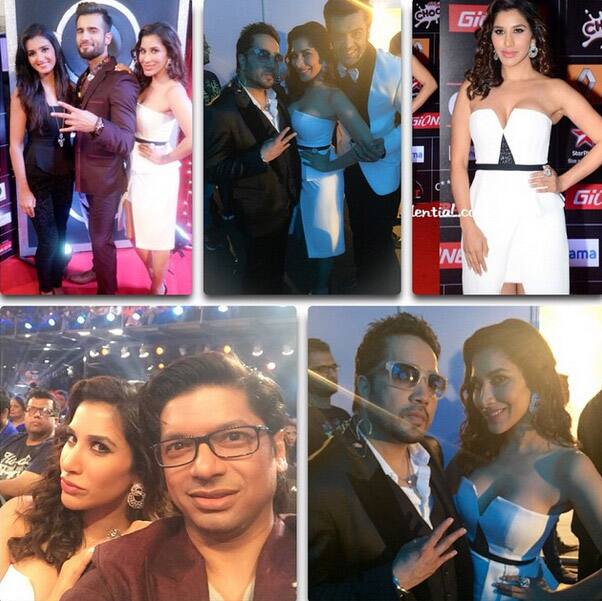 sophiechoudry : #AboutLastNight #GimaAwards #Music #Fun #Laughs with @Mikasingh @karantacker @mohanshakti Shaan & Manish Paul ❤ - Instagram